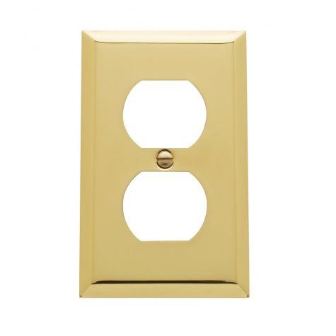 Baldwin Single Outlet Beveled Switch Plate Bright Brass Finish