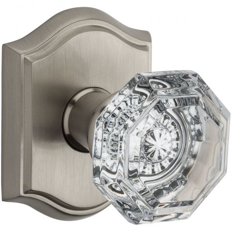 Baldwin Reserve Privacy Crystal Knob and Traditional Arch Rose with 6AL Latch and Dual Strike (Choose Finish)