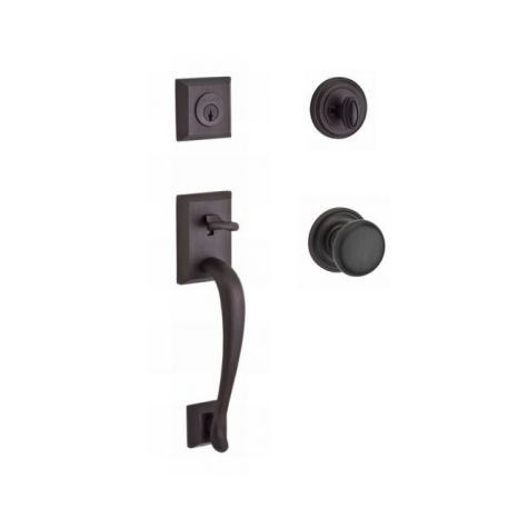 Baldwin Reserve Single Cylinder Napa Handleset Round Knob and Traditional Round Rose with 6AL Latch and Dual Strike Venetian Bronze Finish