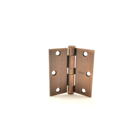 Best Hinges F17931210A 3-1/2" x 3-1/2" Steel Full Mortise Standard Weight Square Corner Hinge # 050483 Antique Bronze Finish