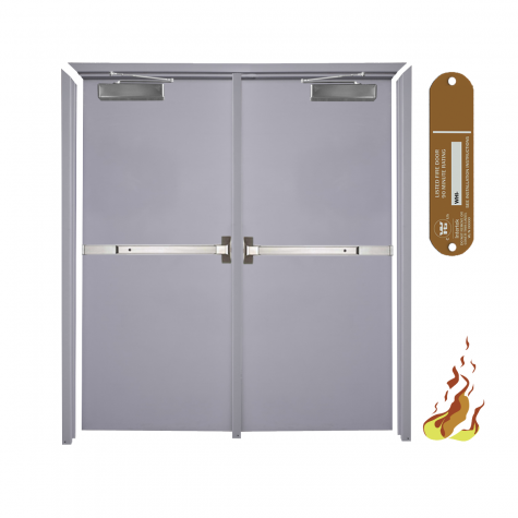  90 Minute Fire Rated Pair Metal Door and Exit Device Combo