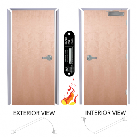 20 Minute Fire Rated Rotary White Birch Flush Wood Door and Leverset Combo