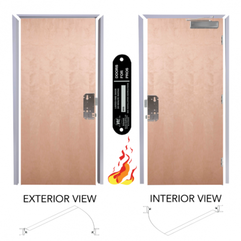 20 Minute Fire Rated Rotary White Birch Flush Wood Door and Mortise Lock Combo