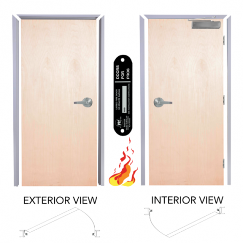 20 Minute Fire Rated Plain Sliced White Maple Flush Wood Door and Leverset Combo