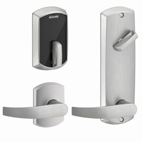 Schlage Residential FE410FGRW512 Control Smart Interconnected Lock UL Listed with Greenwich Trim and 5-1/2" Bore Spacing with 12356 Latch and 10152 Strike Satin Chrome Finish (Choose Lever)