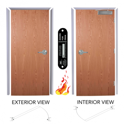 20 Minute Fire Rated Plain Sliced Red Oak Flush Wood Door and Leverset Combo