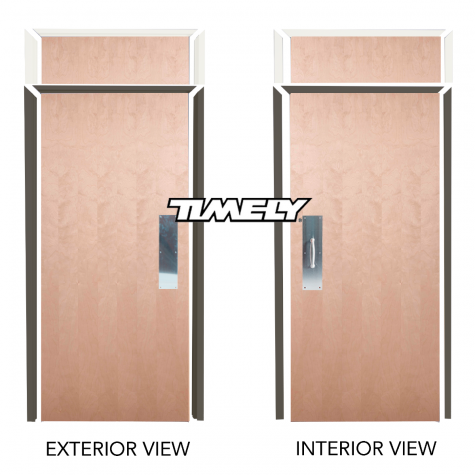 Timely Pre-Finished Steel Frame Rotary White Birch Flush Wood Door and Push / Pull Combo