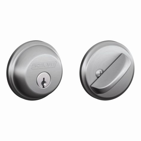 Schlage Residential B60626 Single Cylinder Deadbolt C Keyway with 12287 Latch and 10116 Strike Satin Chrome Finish